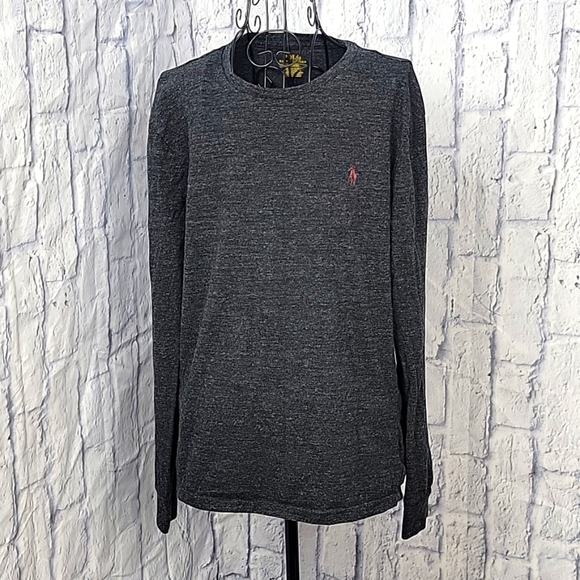 POLO RALPH‎ LAUREN Gray Long Sleeves Pullover Shirt Medium - Picture 1 of 7